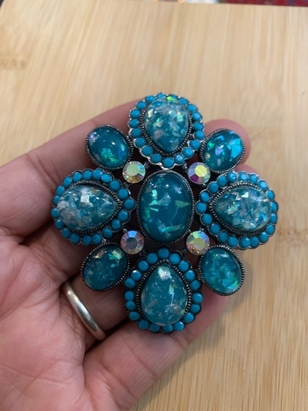 Vintage Turquoise Blue Statement Brooch